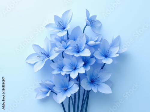 Soft blue flowers arranged beautifully, evoking calmness