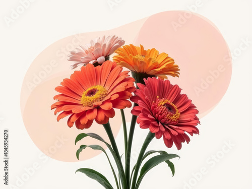 Vibrant flowers in various colors with soft background