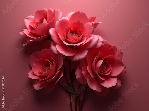 Beautiful pink roses arranged elegantly on soft background