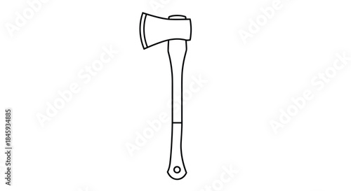 A clean and simple black outline of an axe with a wooden handle, a minimalist icon for tools, lumberjacks, or survival.