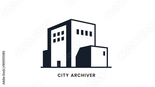 Modern City Archive Building Icon Design.