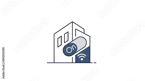 Smart Home Technology Connected Building Icon.