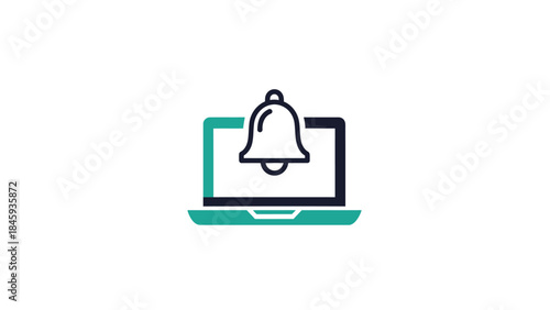 Free Download Laptop Computer Screen Displaying a Notification Bell Icon. - GFXLoad