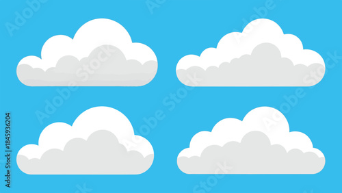 Digital graphic featuring four abstract black and white clouds on a blue background, perfect for weather forecasts or design.