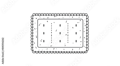 Simple black and white line art icon of a rectangular cracker or biscuit with a scalloped edge, isolated on a white background.