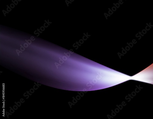 Abstract Light Beam Streaks Through Darkness Creating Soft Purple and White Glow with Subtle Orange Hue on Black Background