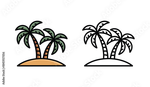 Flat design palm trees on tropical islands vector illustration
