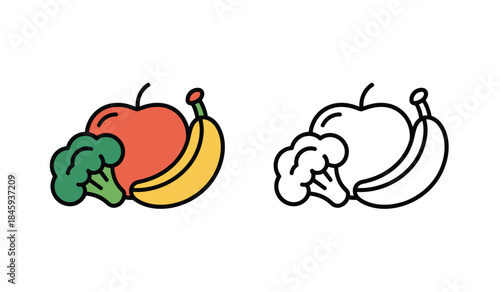 colorful illustration of fruits and vegetable