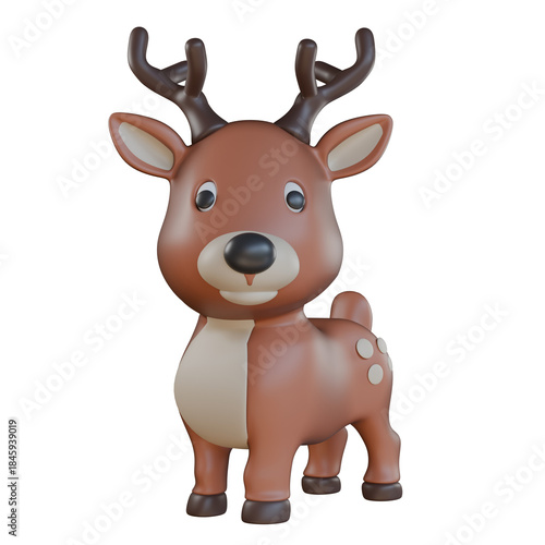 Reindeer cartoon character looking in camera 3D