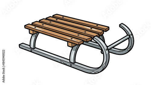 Classic Wooden Sled with Metal Runners for Winter Fun.