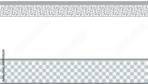 Classic Geometric Border Frame with Tile Pattern on White Background