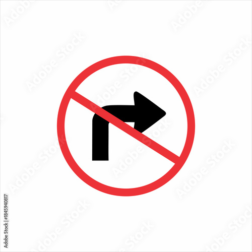 vector illustration of a no right turn sign
