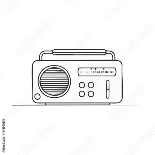 A vintage portable radio icon for music lovers, sound, analog, old-fashioned technology and home entertainment