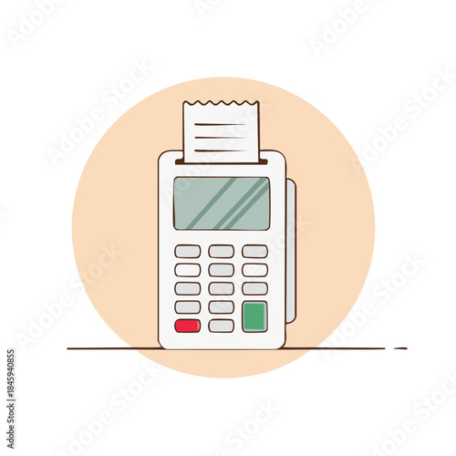 Point of Sale Terminal Machine with Printed Receipt for Business Transactions