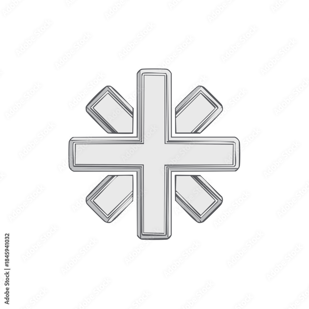 Obraz premium Silver Medical Star of Life Symbol Isolated Icon 3D Rendering Emergency Care Health Safety Ambulance