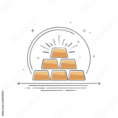 Gold Bars Stacked in Circular Design, Minimalist Wealth Investment Concept, Financial Assets