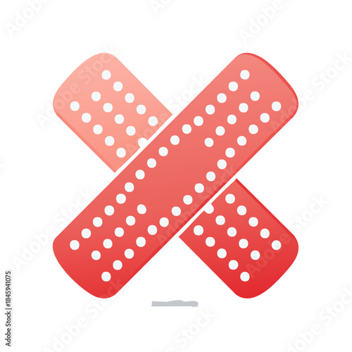 Crossed bandages illustration featuring adhesive strips for wound care and protection in a first aid concept