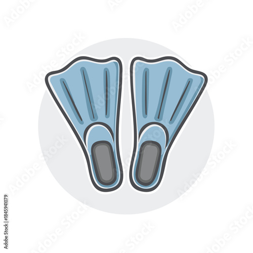 Pair of Blue Swim Fins for Swimming Cartoon Graphic Illustration, Foot Flippers Flat Vector