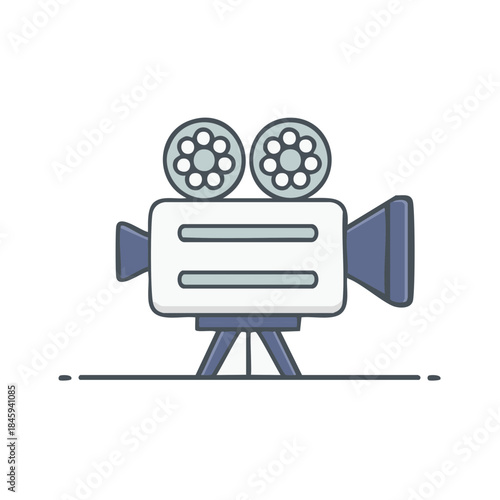 Vintage Film Camera Cartoon, Old-Fashioned Cinema Projector, Media Production Icon