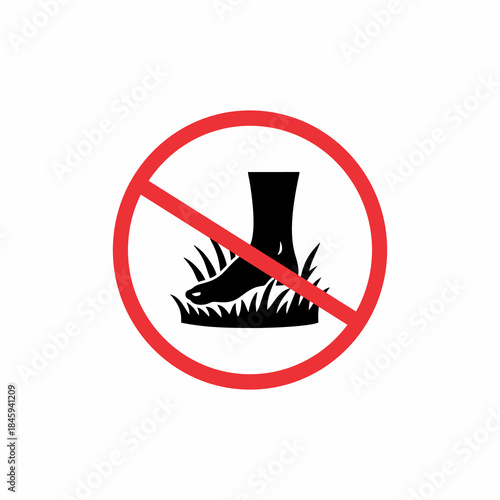 vector illustration of a no treading on grass sign