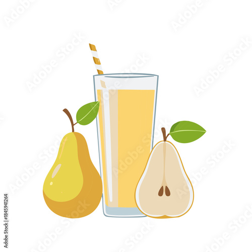Fresh Pear Juice and Fruits Refreshing Drink Illustration