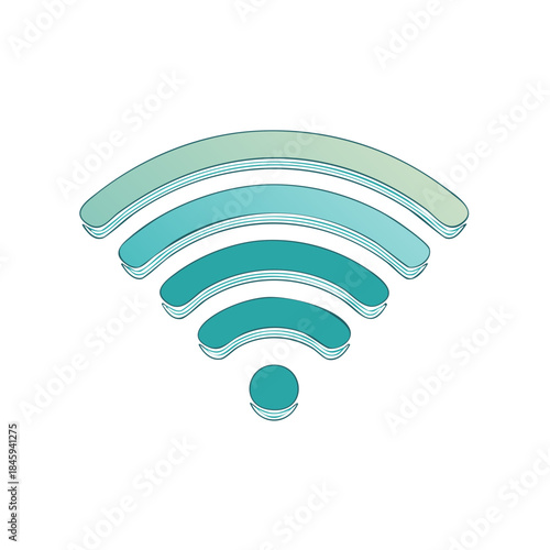 WiFi Wireless Icon with Signal Waves, Digital Connection, Hotspot Range Technology, and Internet Access Symbol for Communication