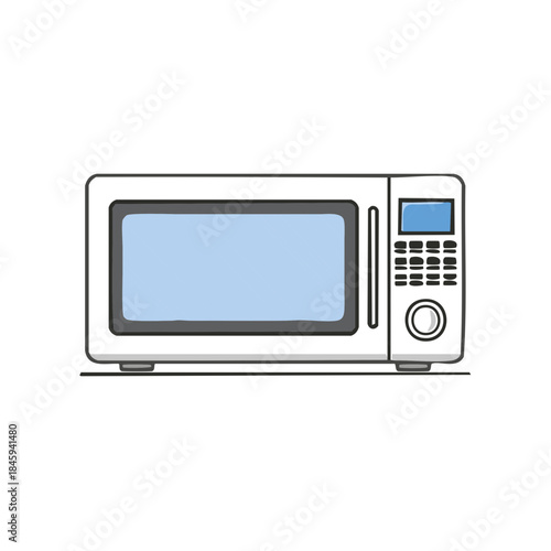 Modern Microwave Illustration Household Appliance Cooking Gadget White Kitchenware