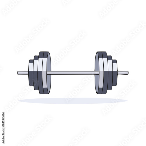 Barbell equipment for weightlifting isolated on white, workout tool, gym equipment cartoon image for athletic training
