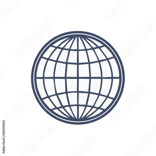 Globe outline icon representing global connectivity networking and worldwide communication concepts simple vector illustration
