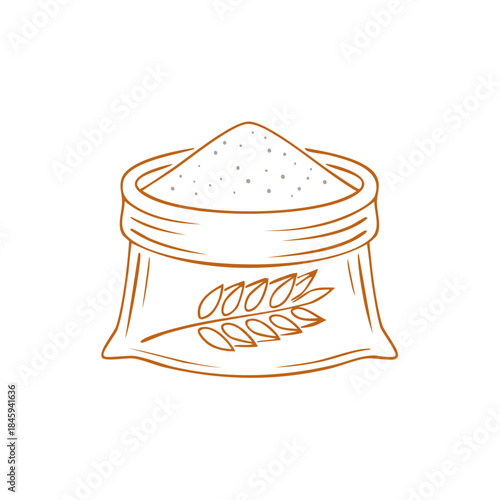 Bag of Flour Graphic Illustration: Simple Outline Icon for Baking, Food Ingredients, and Cooking Concepts