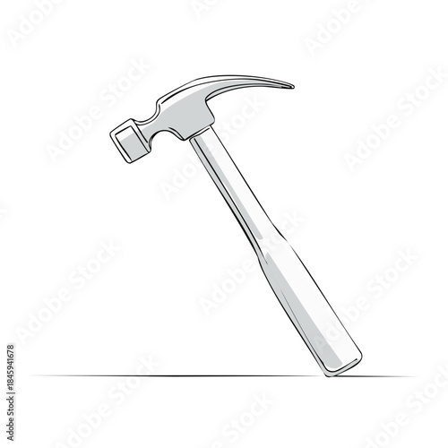 Illustration of a hammer tool. Hand drawn. Concept of construction, repair, carpentry and renovation. Vector illustration isolated on white background.