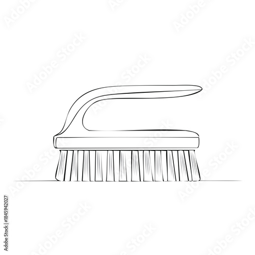 Sketch of a scrub brush for cleaning and scrubbing surfaces with handle