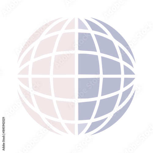 Globe Sphere Illustration with Light Purple and Pink on White Background
