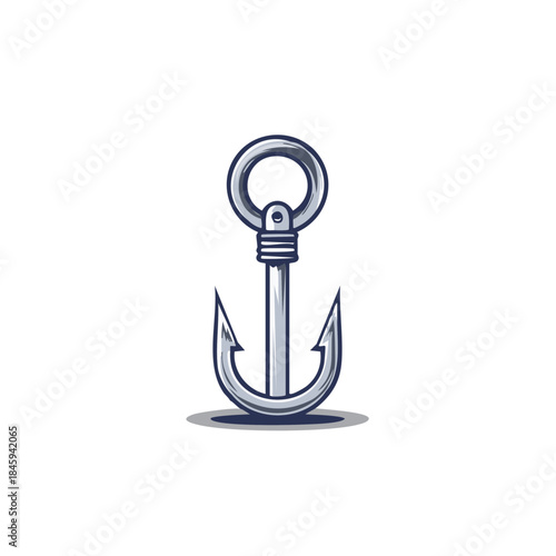 Illustration of Shiny Silver Metallic Anchor Nautical Theme Boat Equipment Symbol Design