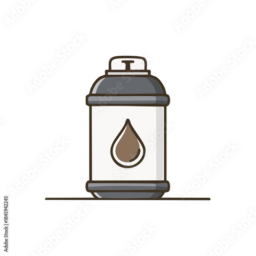 Motor oil bottle with a brown oil drop inside, vehicle maintenance, industrial packaging and lubricant