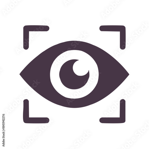 Eye Icon with Target Focus Frame Symbol, Simple Vector Illustration