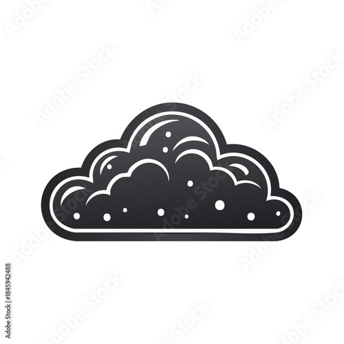 Stylized Cloud Graphic Element, Simple Weather Icon Design with Dots and Outline, Overcast Sky Symbol
