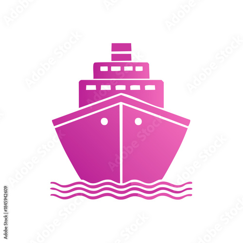 Elegant gradient ship illustration cruising on the water. Simple voyage symbol with gradient fill. Nautical travel emblem perfect for digital designs and icons.
