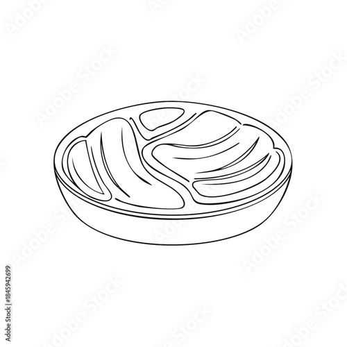 Sliced meat tray serving doodle, antipasto platter sketch illustration, meat cuts, culinary, deli.