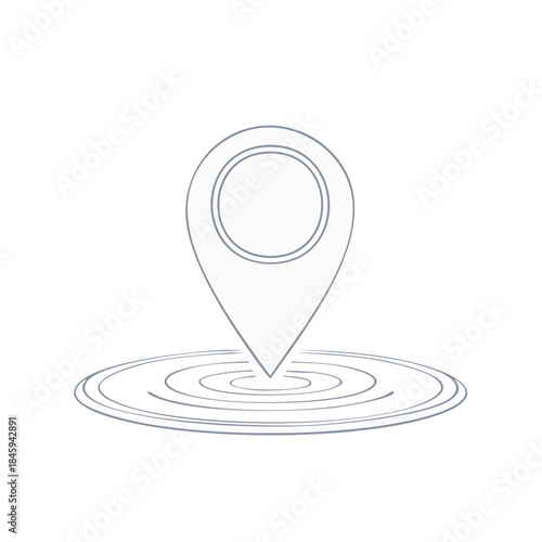 Location pointer icon with waves emanating from the point, map symbol, minimalist design