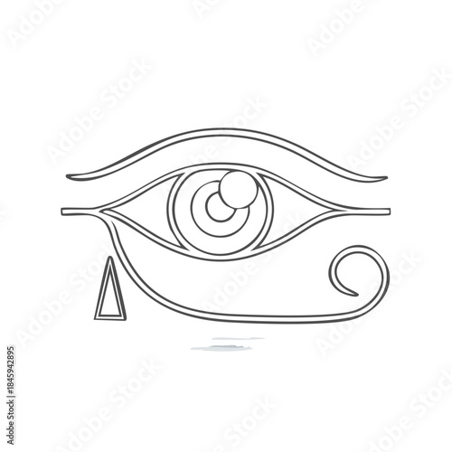 Hand Drawn Eye of Horus Ancient Egyptian Symbol Illustration Line Art