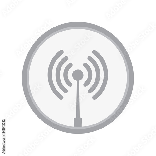 Symbol depicting wireless connectivity, signal transmission, antenna wave in circle. Communications technology concepts, internet access and network icon