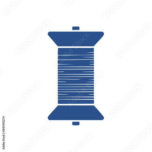 Graphic illustration of a spool of thread for sewing and crafting, neatly wound and ready for various textile projects, minimalist design.