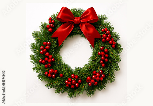 Christmas wreath isolated on white