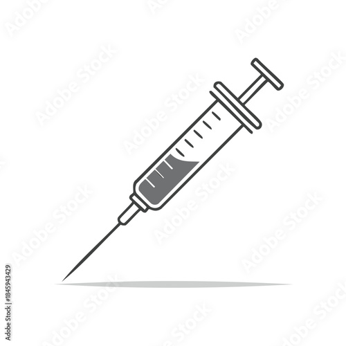 Syringe Filled with Liquid for Injection Icon Vector Illustration Medical Care Concept Injection Treatment Drug