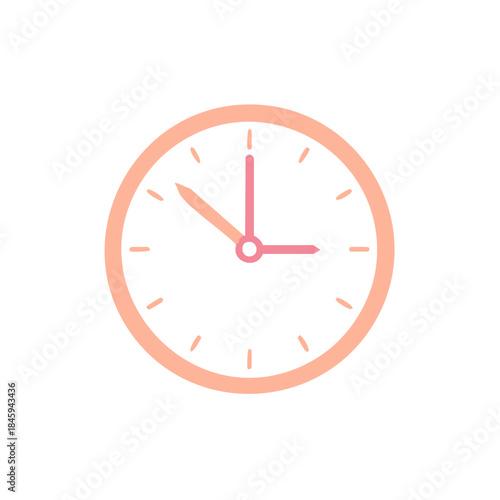 Simple vector clock illustration showing the time for design and artwork; Minimalist concept for timekeeping