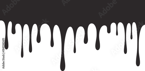 Black and white dripping paint texture seamless pattern