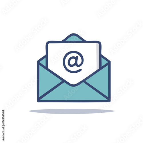 Open envelope with email symbol doodle for contact us form, newsletter subscription or digital communication design.
