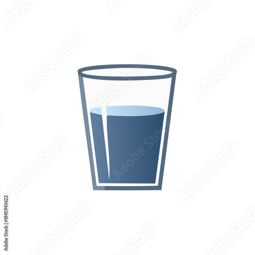 Illustration of a drinking glass half full of water simple minimalist design