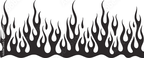 Black and white stylized flame pattern with wavy base